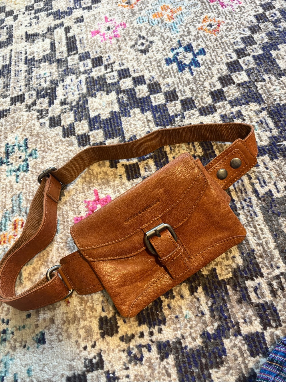 Spikes & Sparrow brown leather belt bag